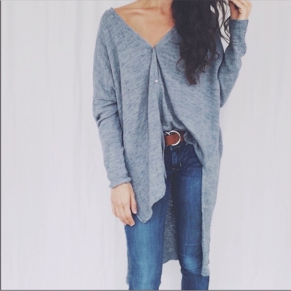 Free People TGIF Marled Hi Lo Cardigan Sweater